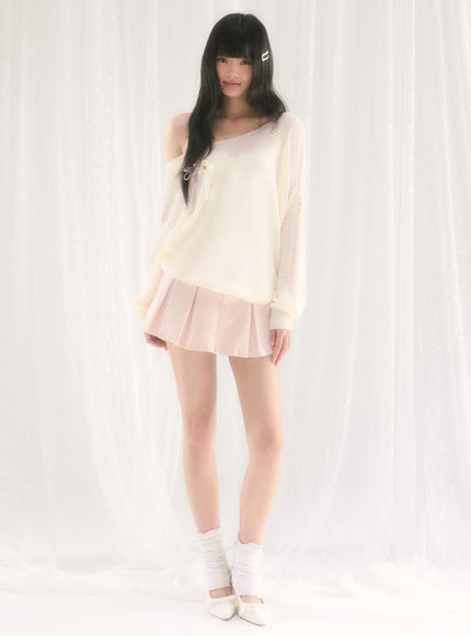 Soft Pleated Cotton Mini Skirt