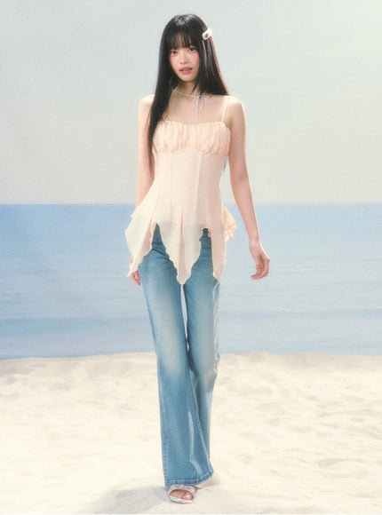 Ruched Asymmetric Cami Top