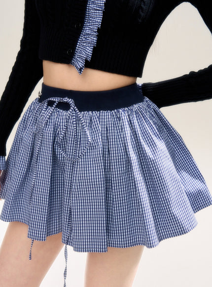 Checkered Flare Mini Skirt
