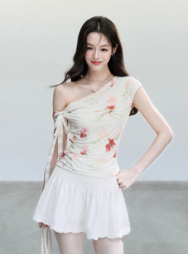 Smocked Waist Flowy Mini Skirt