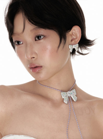 Lucky Ribbon Kitty Earrings
