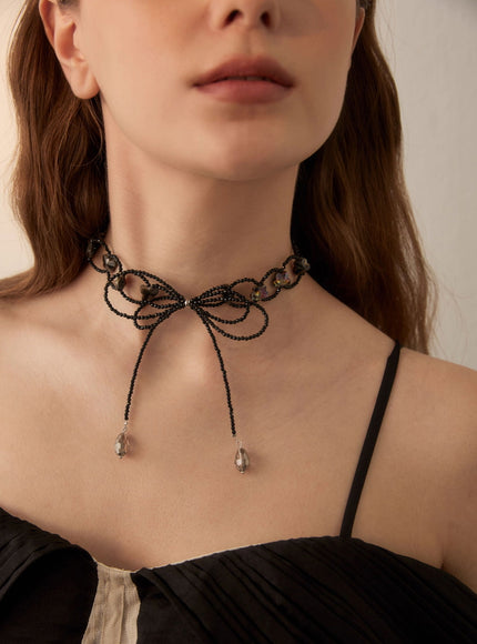 Looped Bead Bow Tie Choker