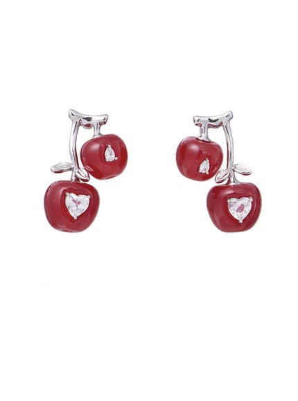 Ruby Cherry Crystal Earrings
