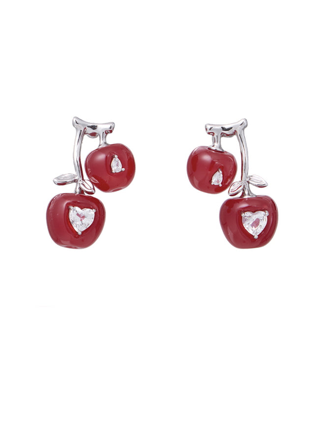Ruby Cherry Crystal Earrings