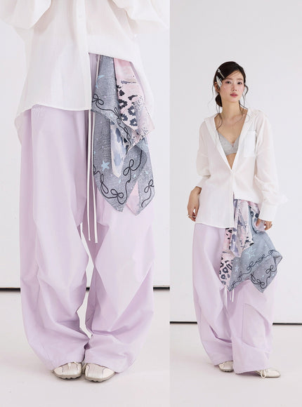 Drawstring Wide Leg Pants
