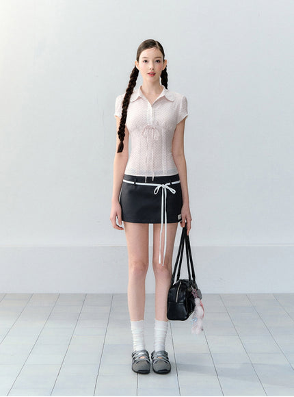 Contrast Tie Mini Skirt