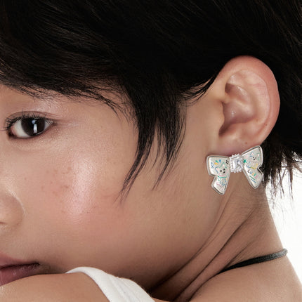 Lucky Ribbon Kitty Earrings