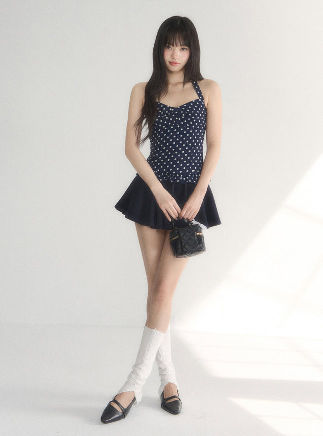 Polka Dot Ruffle Hem Cami Top