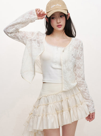 Cascading Ruffle Mini Skirt - Light Yellow