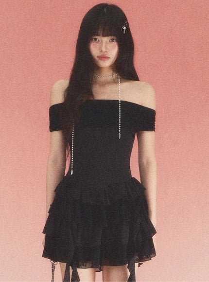 Off-Shoulder Ruffle Mini Dress