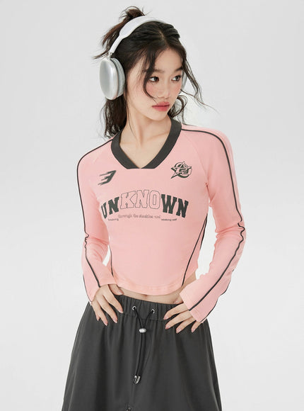 Logo V-Neck Crop Top