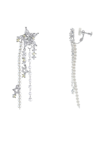 Starlight Cascade Pearl Drop Earrings