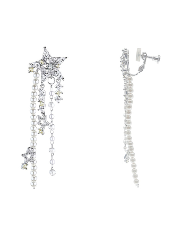 Starlight Cascade Pearl Drop Earrings