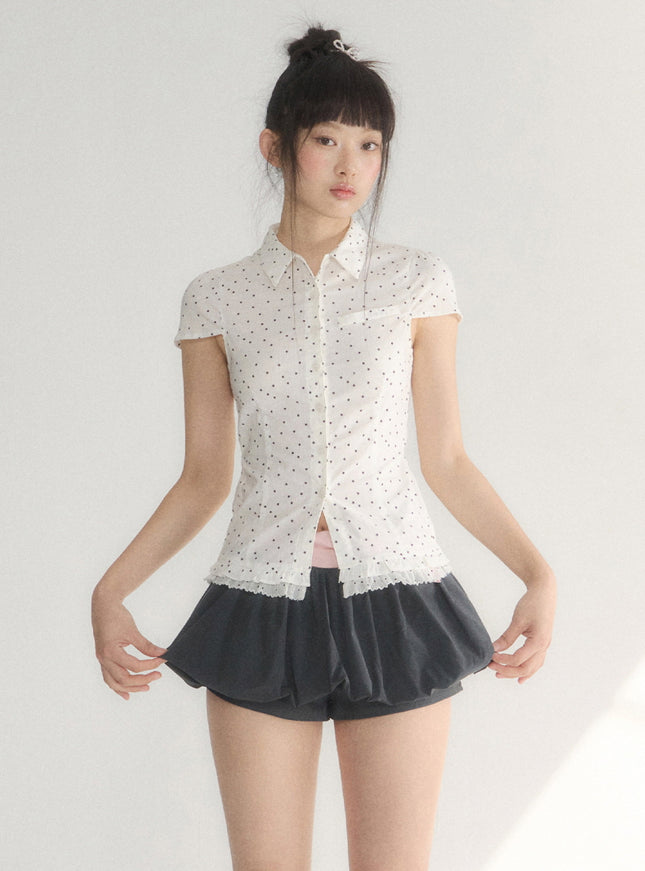 Polka Dot Fitted Peplum Top