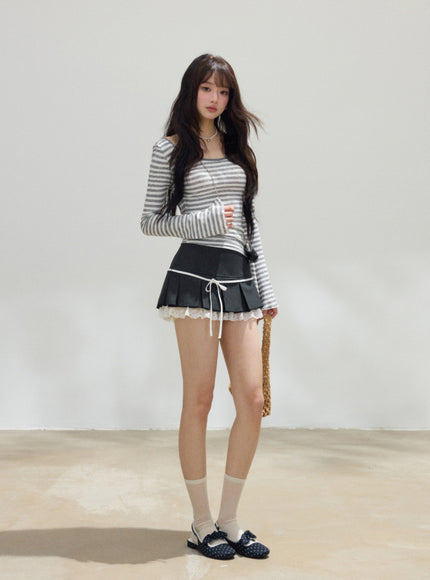 Striped Open-Back Slim Fit Top