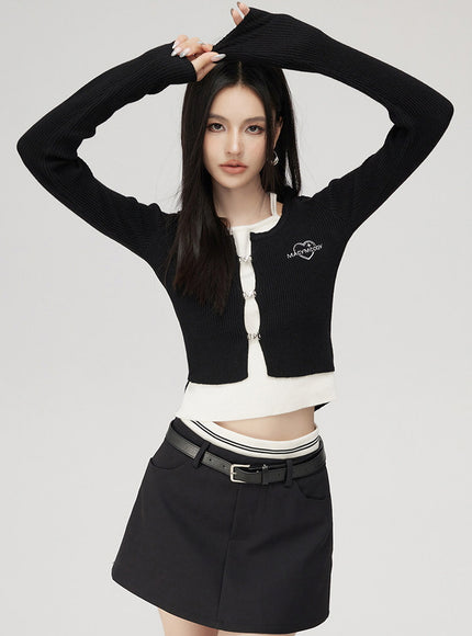 Layered Button Knit Crop Top
