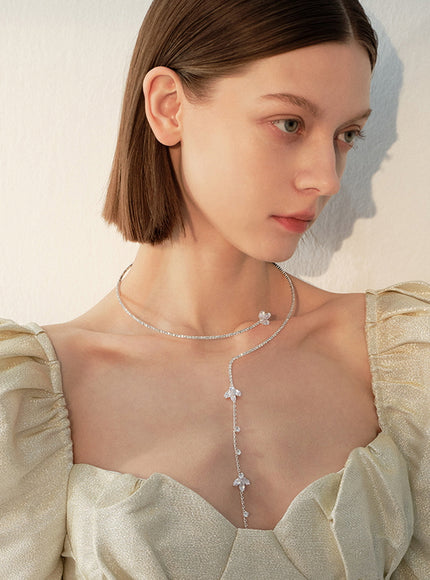 Floral Curve Y-Drop Necklace