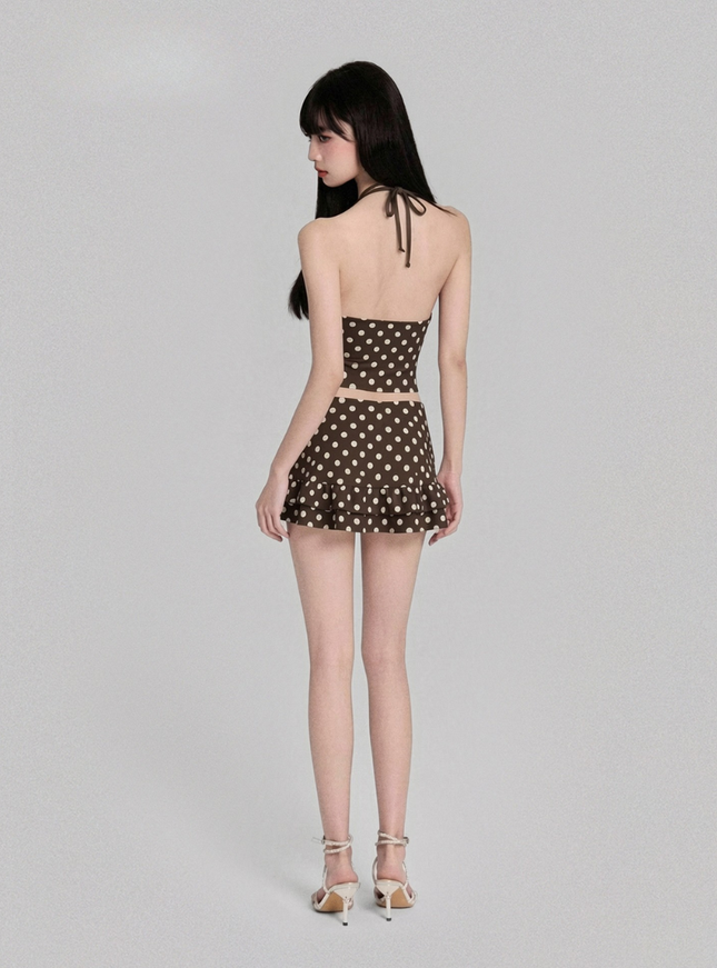 Polka Dot Halter Swimwear Set