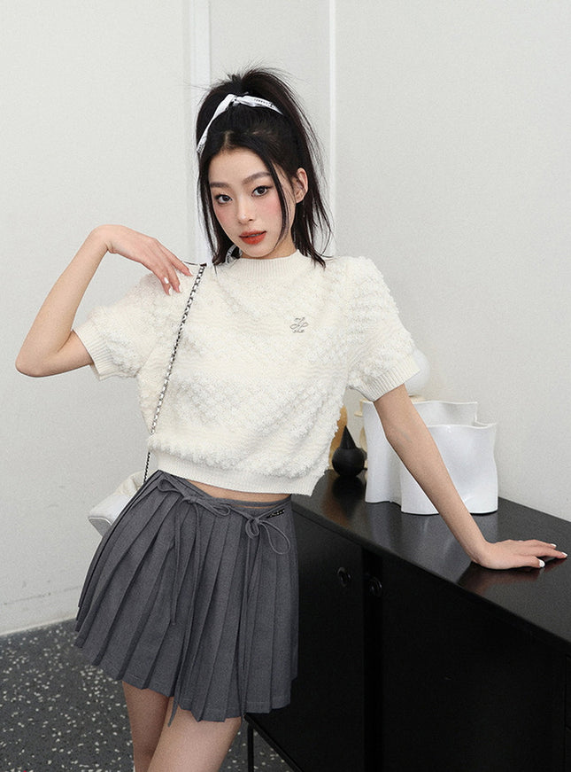 Textured Cropped Knit Top