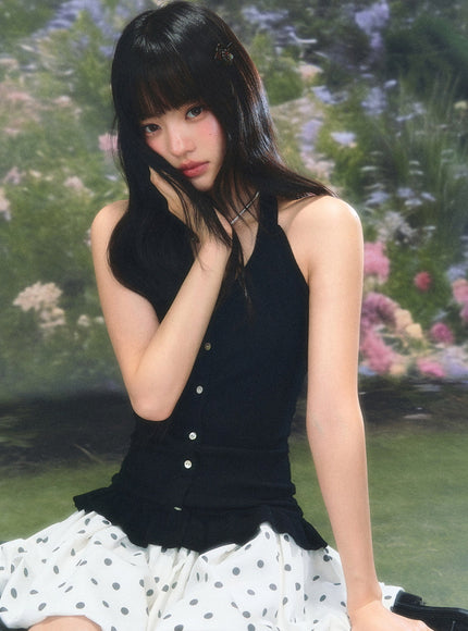 Ruffle Halter Knit Top