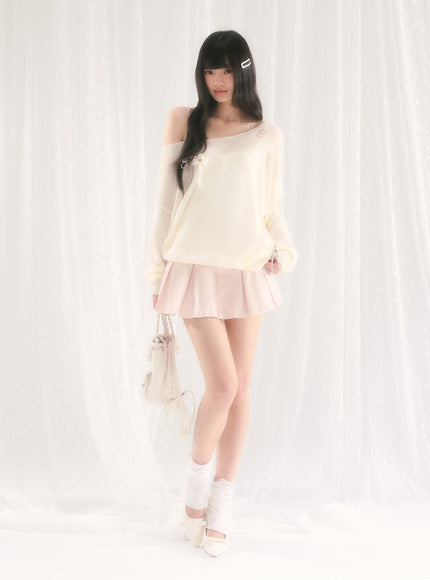Soft Pleated Cotton Mini Skirt