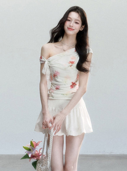 Smocked Waist Flowy Mini Skirt