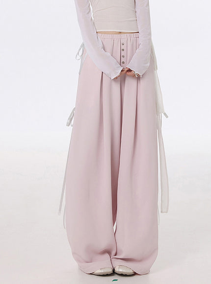 Button Wide Leg Pants