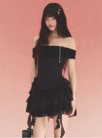 Off-Shoulder Ruffle Mini Dress