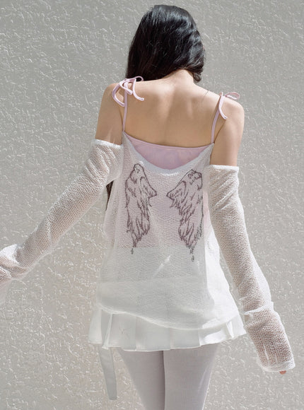Bow Strap Knit Cami Top