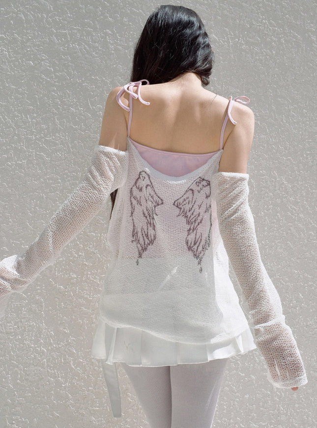 Bow Strap Knit Cami Top