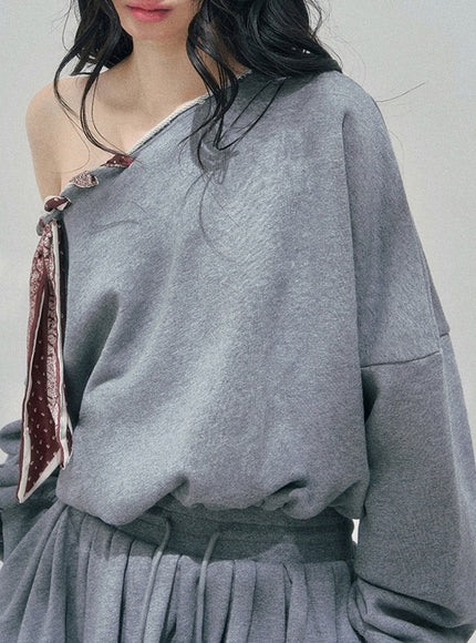 Bow Off-Shoulder Sweatshirt Dress