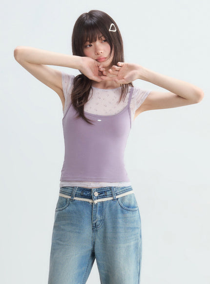 Layered Mesh Cami T-Shirt