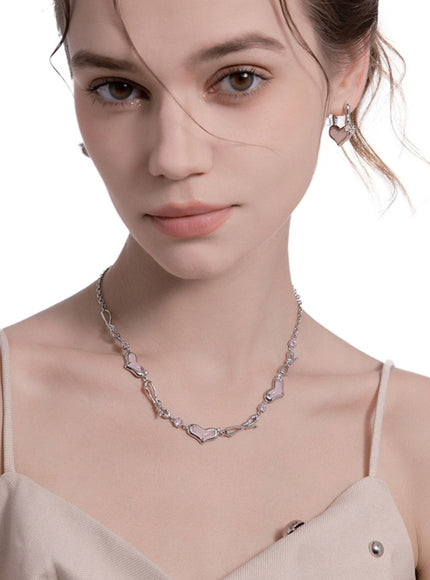 Pink Melted Heart Hoop Earrings