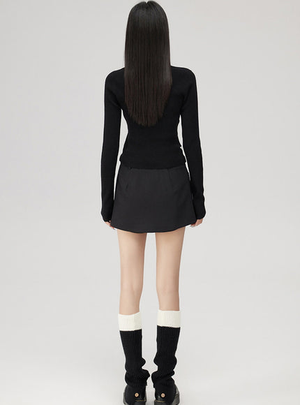 Layered Button Knit Crop Top