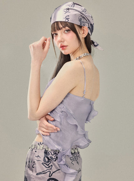 Ruffled Satin Cami & Mini Skirt Set