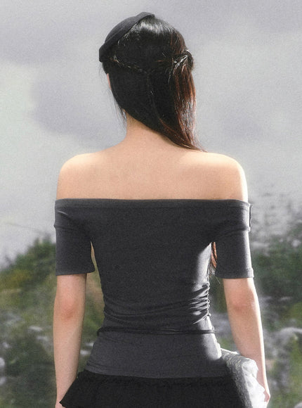 Sleek Off-Shoulder Fitted Top