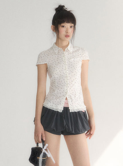 Polka Dot Fitted Peplum Top