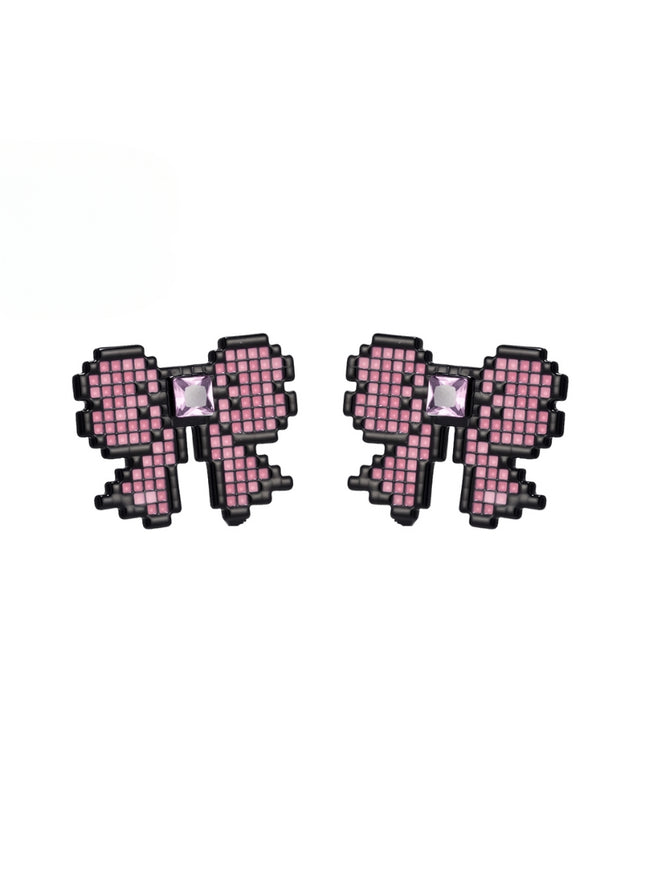 Pixel Bow Pearl Earrings