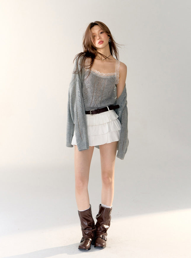 Tiered Pleated Mini Skirt