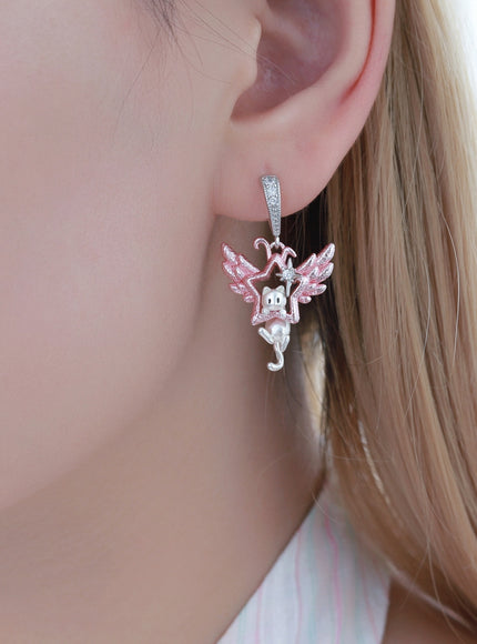 Celestial Meow Winged Earrings