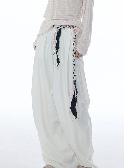 Draped Wide-Leg Relaxed Pants