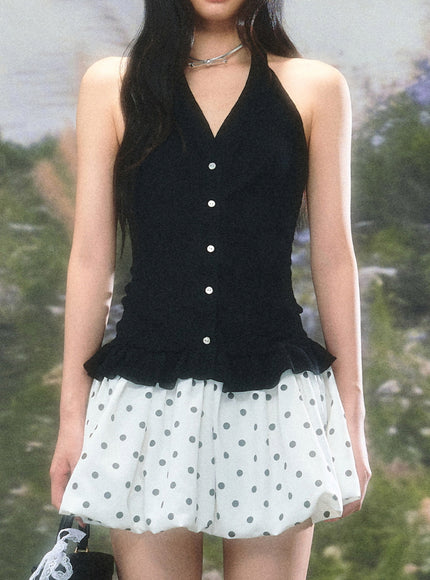 Ruffle Halter Knit Top