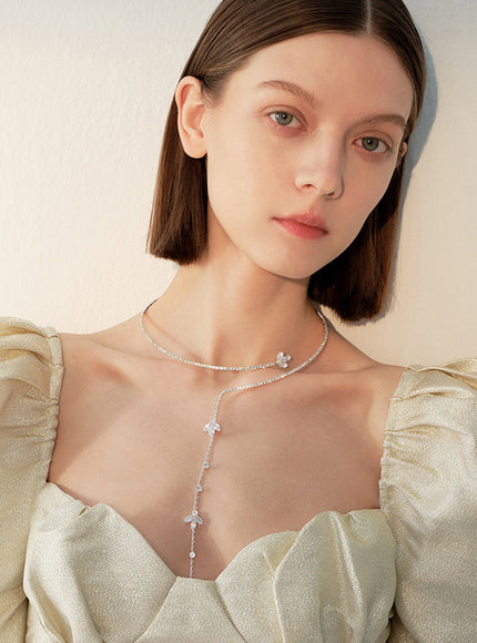 Floral Curve Y-Drop Necklace