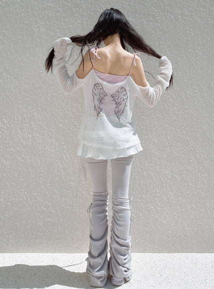 Bow Strap Knit Cami Top