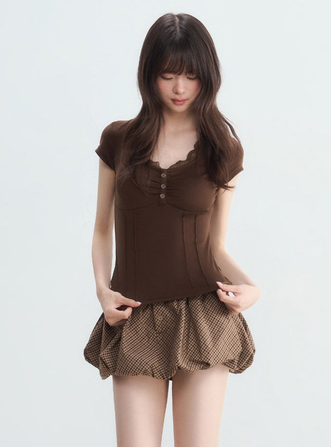 Ruched Button Tencel Top