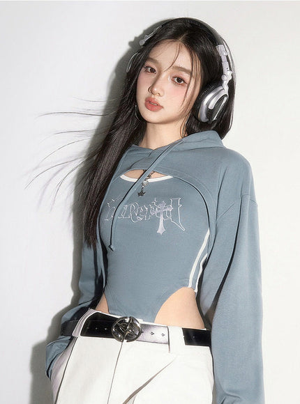 Layered Cut-Out Hoodie