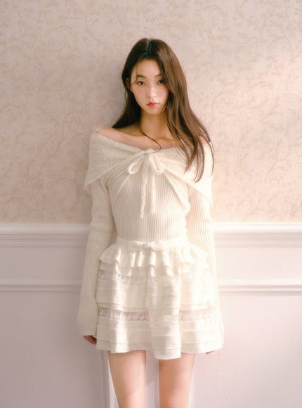 Tiered Lace Ruffle Mini Skirt