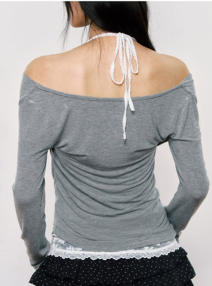 Layered Off-Shoulder Script Top