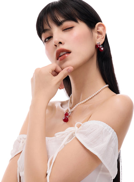 Ruby Cherry Crystal Earrings