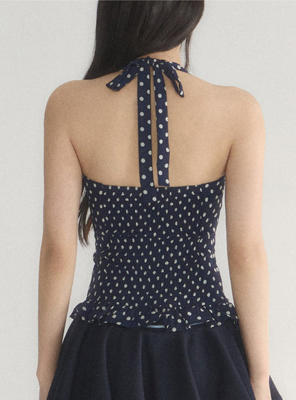 Polka Dot Ruffle Hem Cami Top